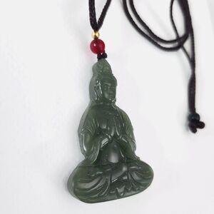 Elegant Green Buddha Pendant Necklace